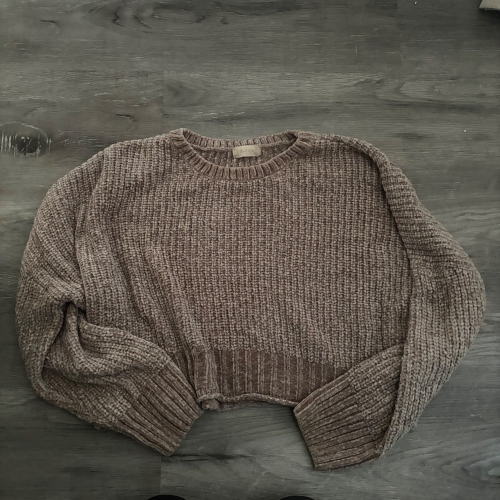 Altar'd State Beige Cozy Chenille Ribbed Cropped Sweater Women's Size L‎